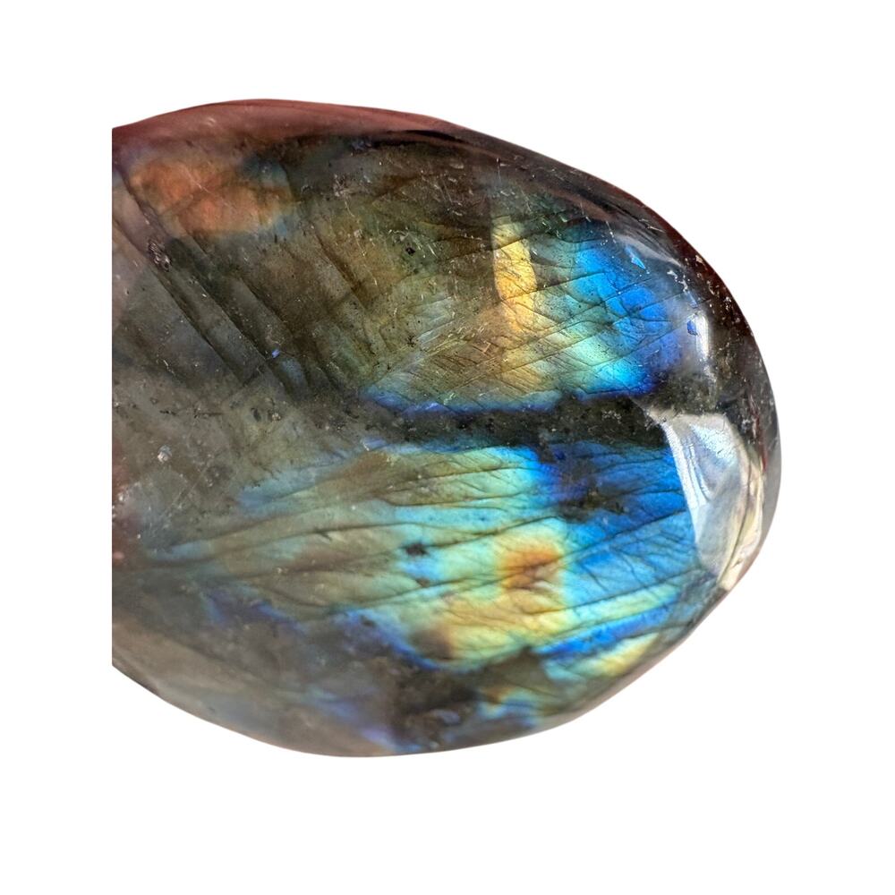 Labradorite Palm Stone 150g 5.3 oz Polished Freeform Blue Flash Crystal 2.5”